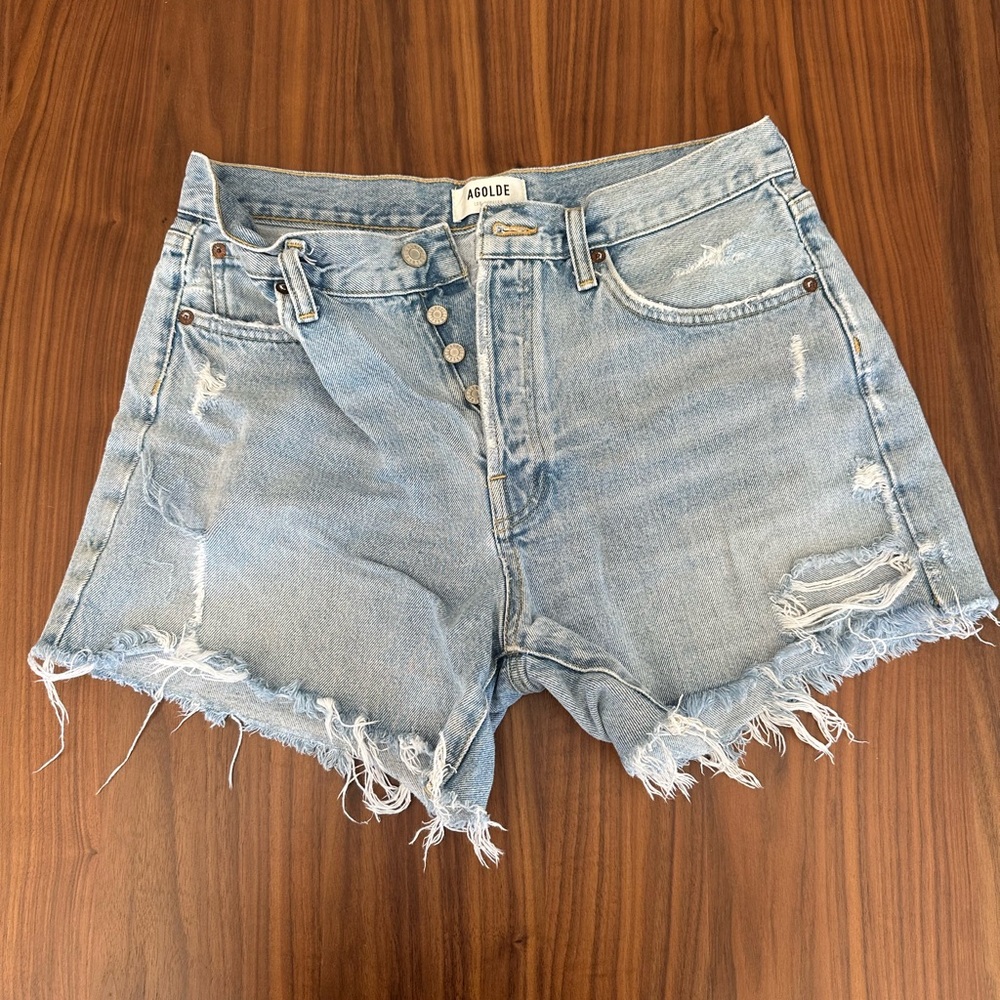 Agolde Women's Parker Long Vintage Cut Off Distressed Shorts